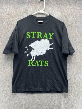 Stray Rats Shirt Mens Medium Black Heavyweight Sheep Graphic Made USA 2022
